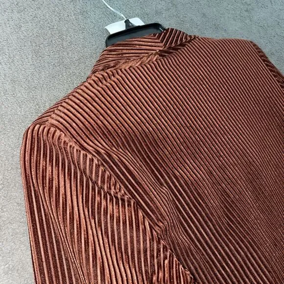 Nasty Gal Women US 8 Blazer Rust Plissé Ribbed Velvet Shawl Lapel Party Funky - Picture 14 of 14